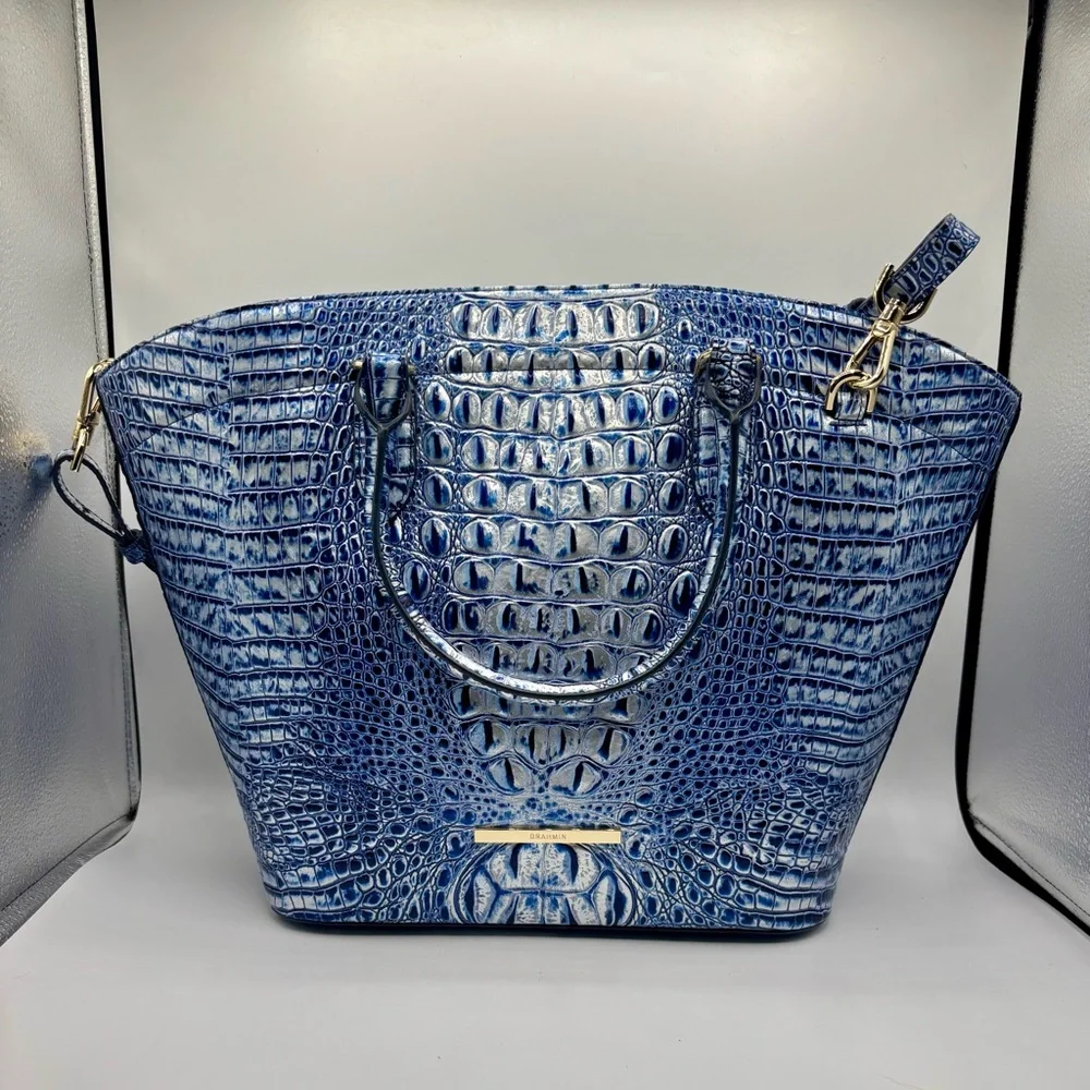 Brahmin Jeanne Leather Large Tote Style Bag Coastal Blue Melbourne - Picture 3 of 15